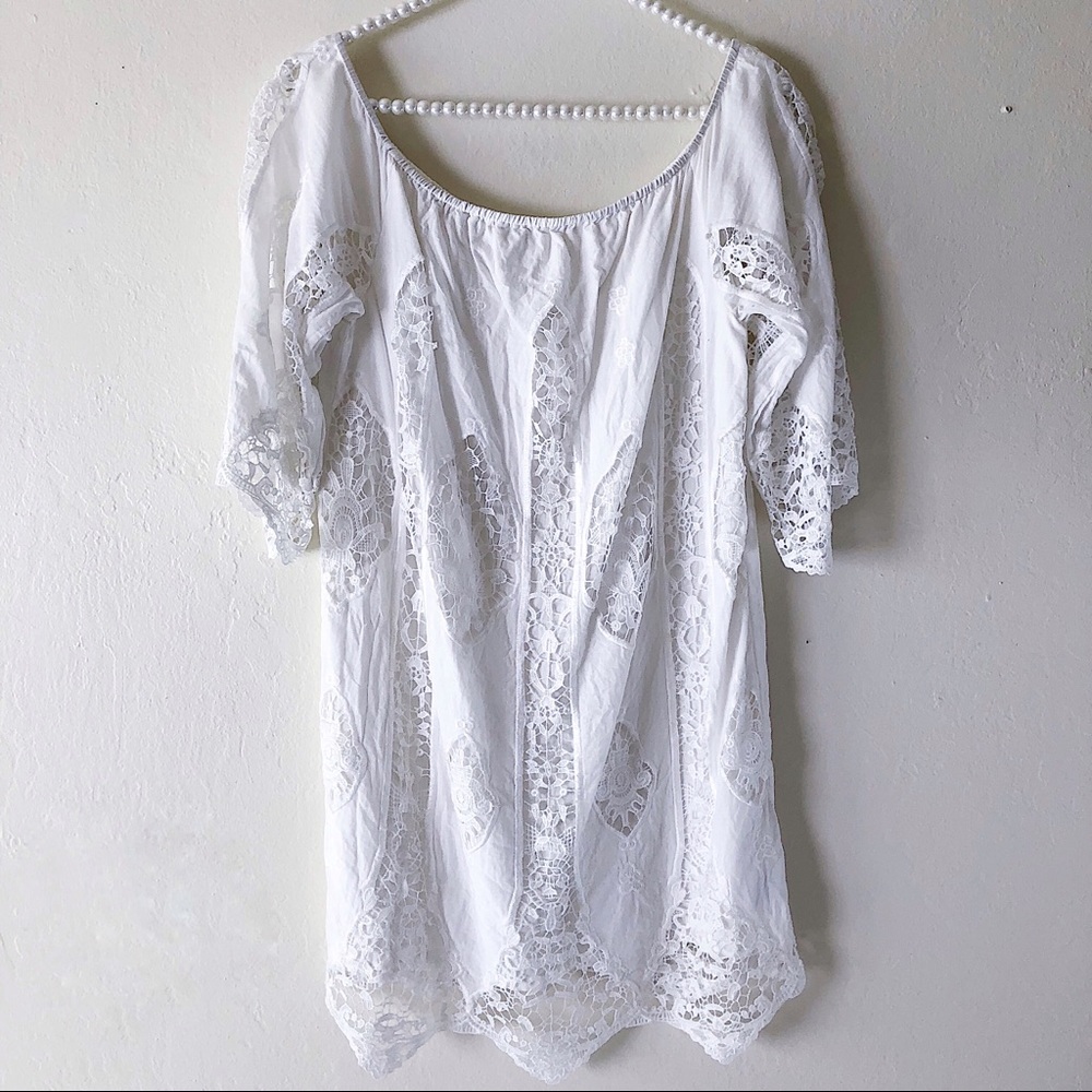 Anthropologie white lace dress/beach cover up Sz S